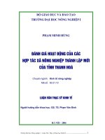 Luận văn đánh giá hoạt động của các hợp tác xã nông nghiệp thành lập mới của tỉnh thanh hoá 