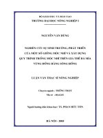Luận văn nghiên cứu sự sinh trưởng, phát triển của một số giống mộc nhĩ trên giá thể bã mía vùng đồng bằng sông hồng 