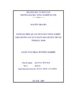 Đánh giá hiệu quả sử dụng đất nông nghiệp theo hướng sản xuất nông nghiệp hàng hoá huyện tiên du   tỉnh bắc ninh 
