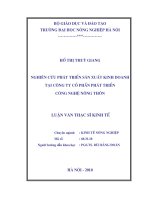 Luận văn nghiên cứu phát triển sản xuất kinh doanh tại công ty cổ phần phát triển công nghệ nông thôn