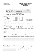 Gián án Kiểm tra định kì lần 3 Toán  2 + Đáp án