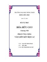 Bài tự học Hóa hữu cơ 5_Chương VIII: Phản ứng cộng vào liên kết bội C=C