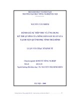 Luận văn đánh giá sự tiếp thu và ứng dụng kỹ thuật IPM của nông dân sản xuất lúa tại huyện quỳnh phụ, tỉnh thái bình 