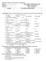 ĐỀ KIỂM TRA HỌC KÌ I ANH 8 (2010-2011)