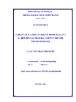 Nghiên cứu vai trò của phụ nữ trong sản xuất và tiêu thụ sản phẩm rau ở huyện gia lâm, thành phố hà nội 