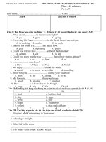 ĐỀ THI HK1 MÔN TIẾNG ANH 7