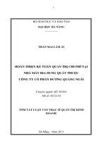 Hoàn thiện kế toán quản trị chi phí tại nhà máy bia dung quất thuộc công ty cổ phần đường quảng ngãi 