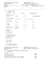Tài liệu kiểm tra toán 6 tuần 22 có đáp án.www