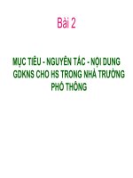 Mục tiêu, nguyên tắc, nội dung GDKNS cho HS