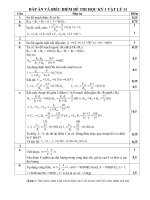 Đáp án đề thi học kì 1 Vật lí 11 - THPT Đặng Thúc Hứa - Thanh Chương