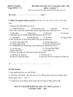 Đề kiểm & Đáp án sử 7 kỳ I