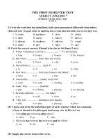 ĐỀ THI ANH 7 HK1 2010-2011 (tham khảo)