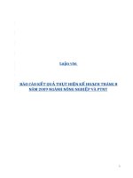 Luận văn : BÁO CÁO KẾT QUẢ THỰC HIỆN KẾ HOẠCH THÁNG 8 NĂM 2009 NGÀNH NÔNG NGHIỆP VÀ PTNT