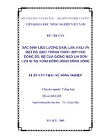 Xác định liều lượng đạm, lân  kali và mật độ gieo trồng thích hợp cho dòng bố mẹ của giống ngô lai đơn LVN45 tại vùng đồng bàng sông hồng 