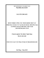 Hoàn thiện công tác thẩm định cho vay theo dự án đầu tư tại ngân hàng thương mại cổ phần ngoại thương việt nam chi nhánh kon tum 