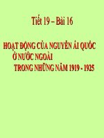 Tài liệu Bài 19-Tiết 19> Những hoạt động của Nguyễn Ái quốc...