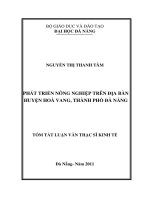 Phát triển nông nghiệp trên địa bàn huyện hòa vang, thành phố đà nẵng 