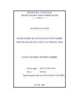 Đánh giá hiệu quả sử dụng đất nông nghiệp trên địa bàn huyện lương tài tỉnh bắc ninh 