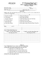 Tài liệu Kiểm tra định kì lần 2 Địa lý + Lịch sử  1+ Đáp án