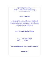 So sánh một số dòng, giống lúa thuần mới có năng suất, chất lượng cao trên vùng đất chua trũng tại thái bình 