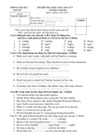 Gián án Đề thi lớp 5 môn Tiếng Anh 5 HK I