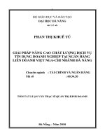 Giải pháp nâng cao chất lượng dịch vụ tín dụng doanh nghiệp tại ngân hàng liên doanh việt nga   chi nhánh đà nẵng 