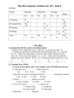 The first sémter tét anh 8 2010-2011 co ma tran