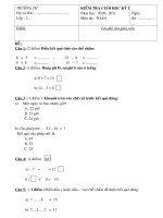 de kiem tra va dap an mon toan lop 2 cuoi ki 1 nh 2010-2011