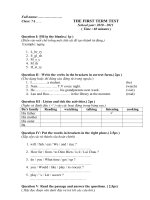 đề kiểm tra học kì I lớp 7(có đáp án)