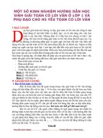 Tài liệu một số kinh nghiệm HD giải toán có lời văn lớp 1