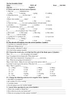 Bài giảng Bài Kiểm tra số 4 tiếng Anh lớp 6