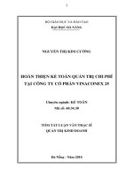 Hoàn thiện kế toán quản trị chi phí tại công ty cổ phần vinaconex 25 