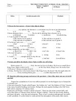 KT HỌC KỲ I - TIẾNG ANH 9