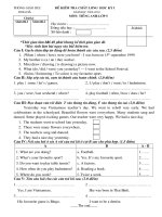 Tài liệu Đề thi lớp 5 môn Tiếng Anh 5 HK I