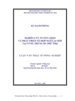 Nghiên cứu tuyển chọn và phát triển tổ hợp ngô lai mới tại vùng trung du phú thọ 