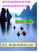 Tiết 22 Dấu hiệu chia hêt cho 3 và 9