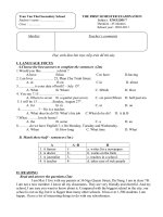 Đề thi HKI TA 7 2010-2011có dáp án