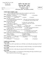 ĐỀ KIỂM TRA HỌC KÌ - SINH 10