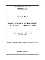 Công tác hoạch định tổng hợp tại công ty cổ phần đức nhân 