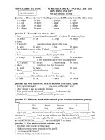 Bài soạn Đề và đáp án Anh 7 HKI 2010-2011