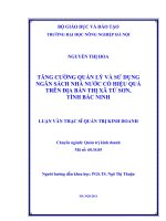 Luận văn tăng cường quản lý và sử dụng ngân sách nhà nước có hiệu quả trên địa bàn thị xã từ sơn, tỉnh bắc ninh 