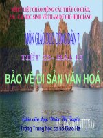 Tiết 23 Bảo vệ DI SẢN VĂN HOÁ