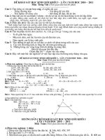 Đề và đáp an thi HSG lớp 3 lần 1 Năm học 2010-2011