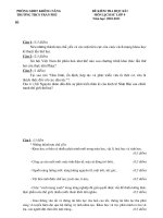 thi KTHK I lớp 9 - Đáp án