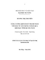 Tăng cường kiểm soát thanh toán vốn đầu tư xây dựng cơ bản qua kho bạc tỉnh quảng ngãi 