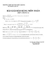Đáp án báo bảng môn toán lần 1