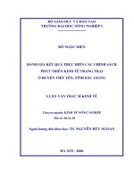 Luận văn đánh giá kết quả thực hiện các chính sách phát triển kinh tế trang trại ở huyện việt yên, tỉnh bắc giang 