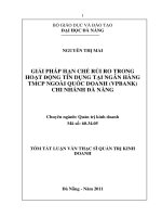 Giải pháp hạn chế rủi ro trong hoạt động tín dụng tại ngân hàng TMCP ngoài quốc doanh (VPBANK) chi nhánh đà nẵng 