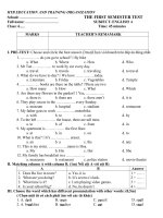 ĐỀ KIỂM TRA HỌC KÌ I ANH 6 (2010-2011)