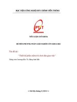 Phương pháp luận và nghiên cứu khoa học  đề tài thiết kế phần mềm trò chơi dân gian việt 